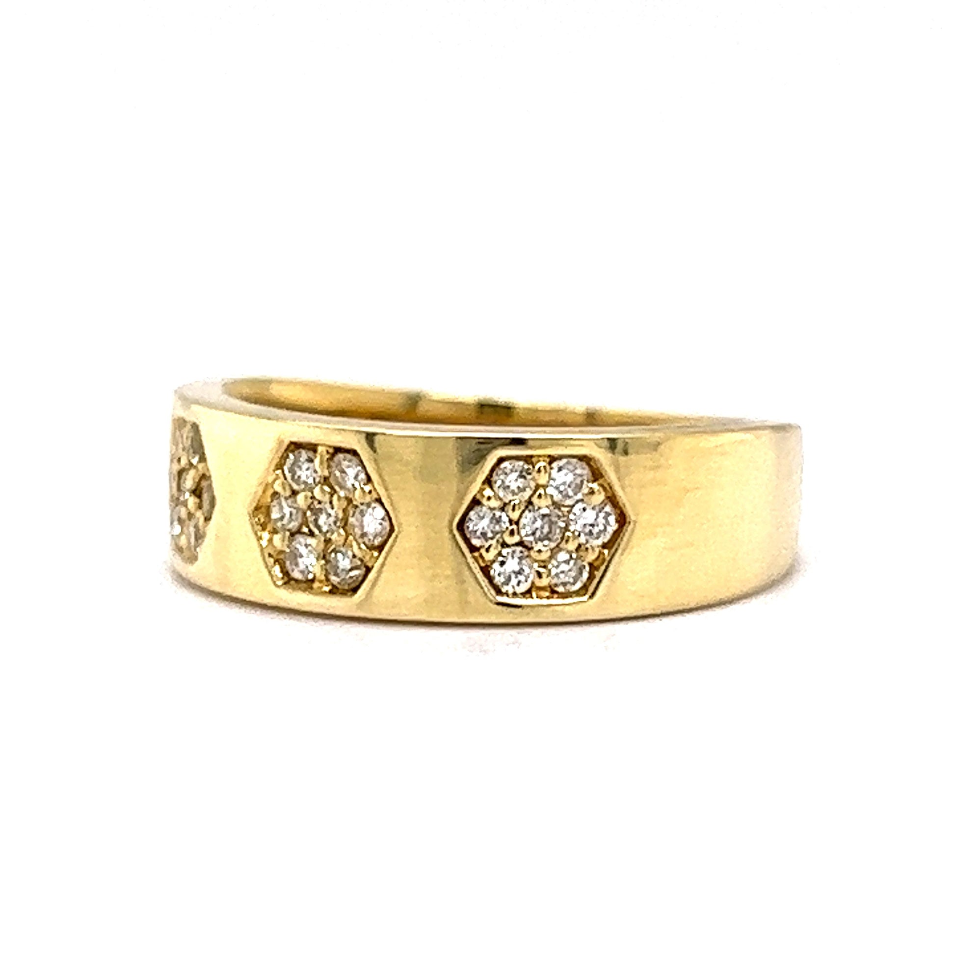 Geometric Pave Diamond Stacking Ring in 18k Yellow Gold
