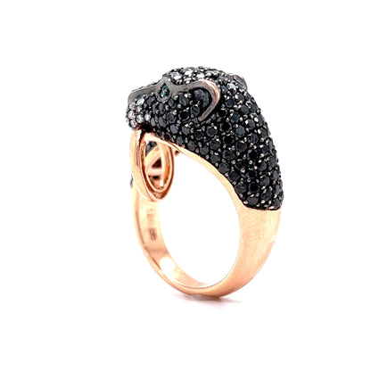 Effy Black Diamond Panther Passby Ring in 14k Rose Gold