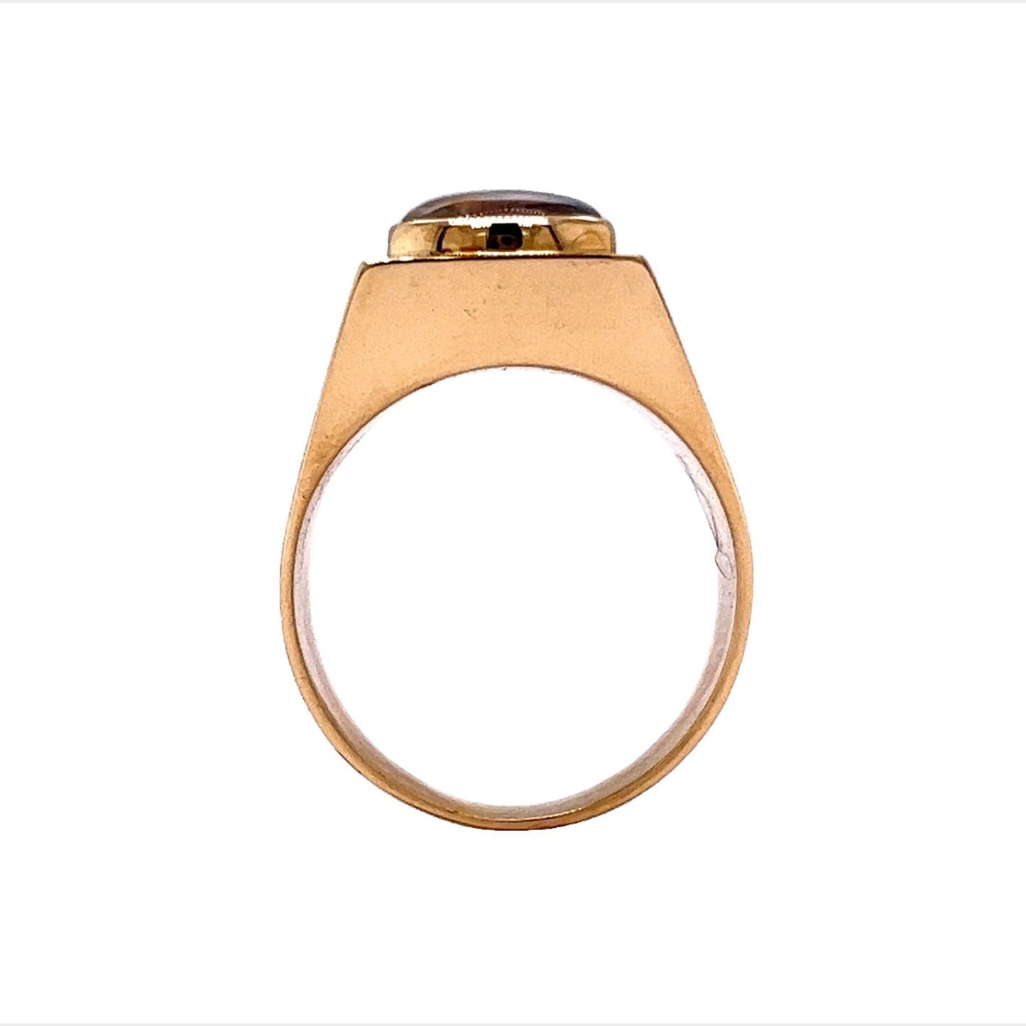 Three Stone Bezel Set Moonstone Cocktail Ring in 14k Yellow Gold