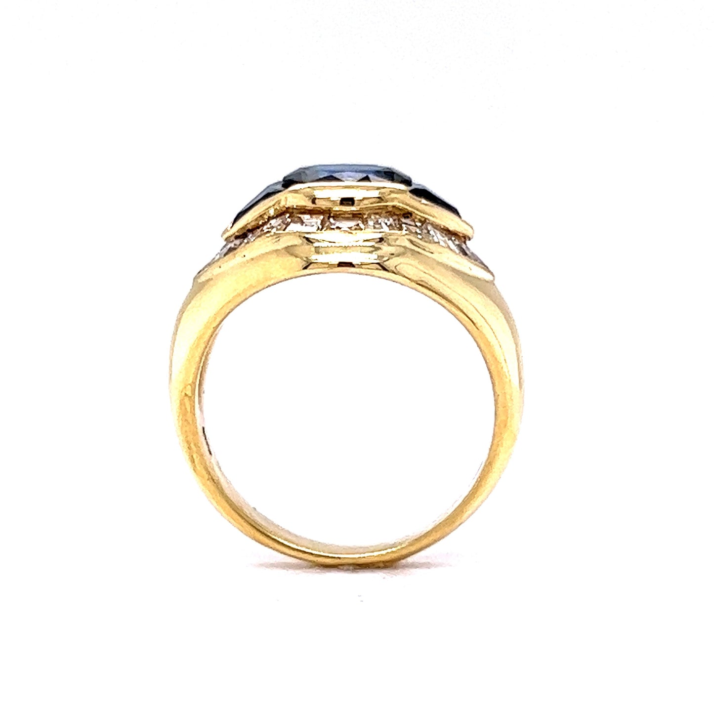 Bezel Set Sapphire & Diamond Cocktail Ring in 18k Yellow Gold