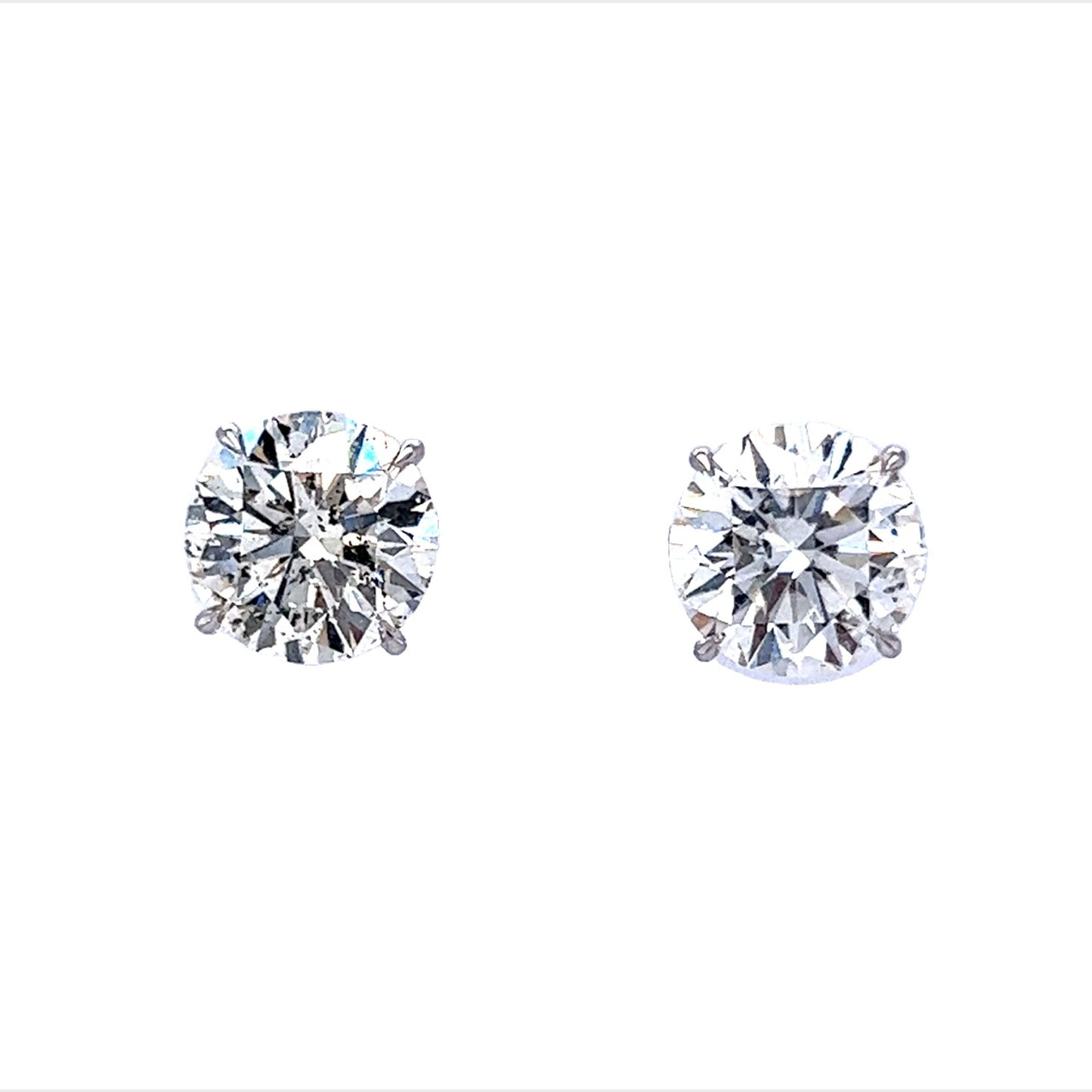 5.17 Round Brilliant Cut Diamond Earring Studs in 18k White Gold