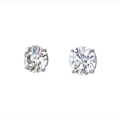 5.17 Round Brilliant Cut Diamond Earring Studs in 18k White Gold