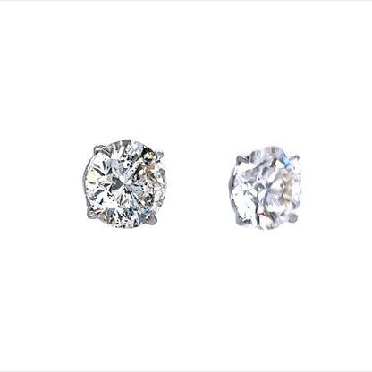 5.17 Round Brilliant Cut Diamond Earring Studs in 18k White Gold