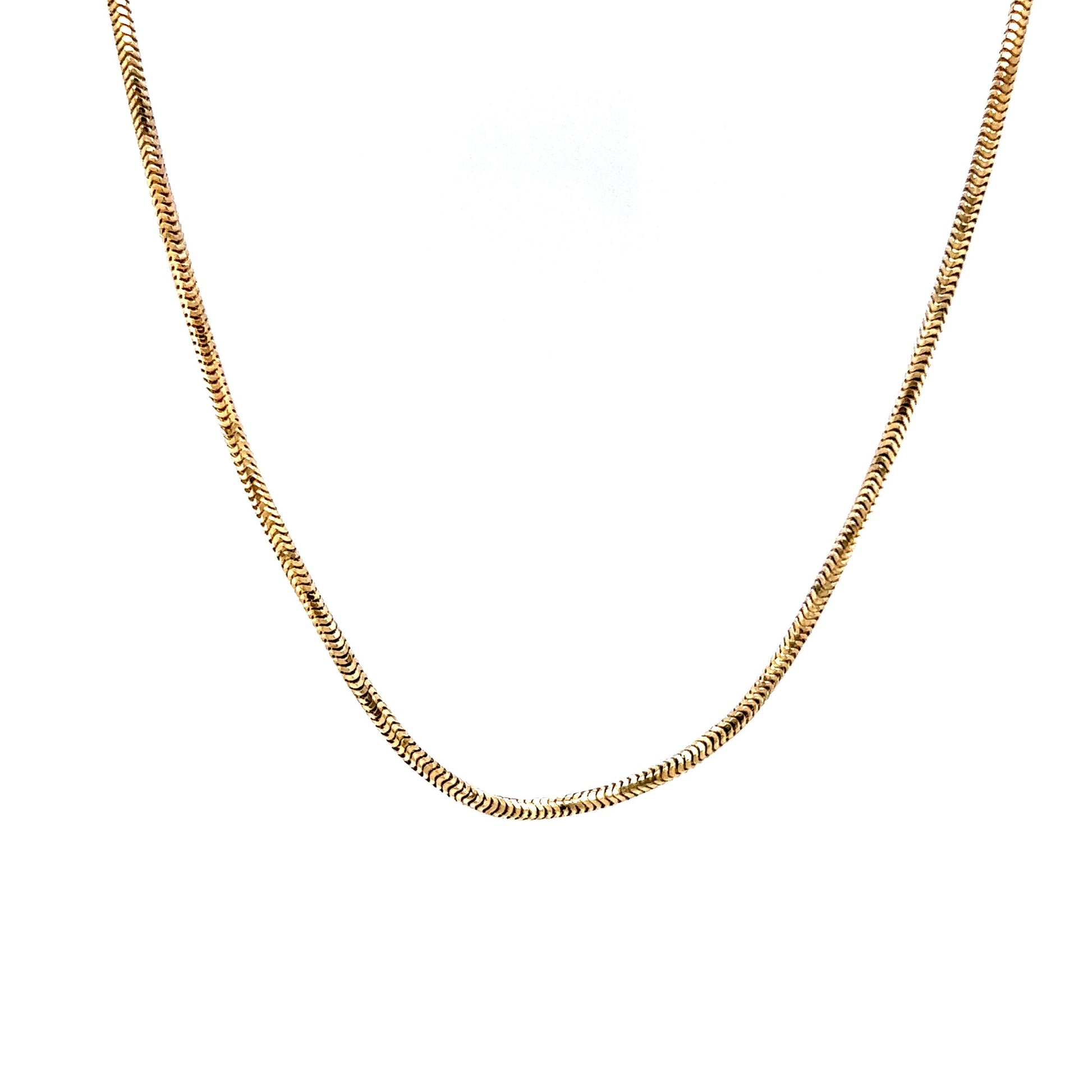 Modern 32 Inch Snake Chain Necklace in 14k Yellow Gold