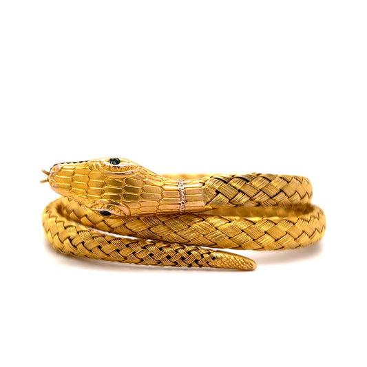 Victorian Woven Snake Wrap Bracelet in 9k Yellow Gold