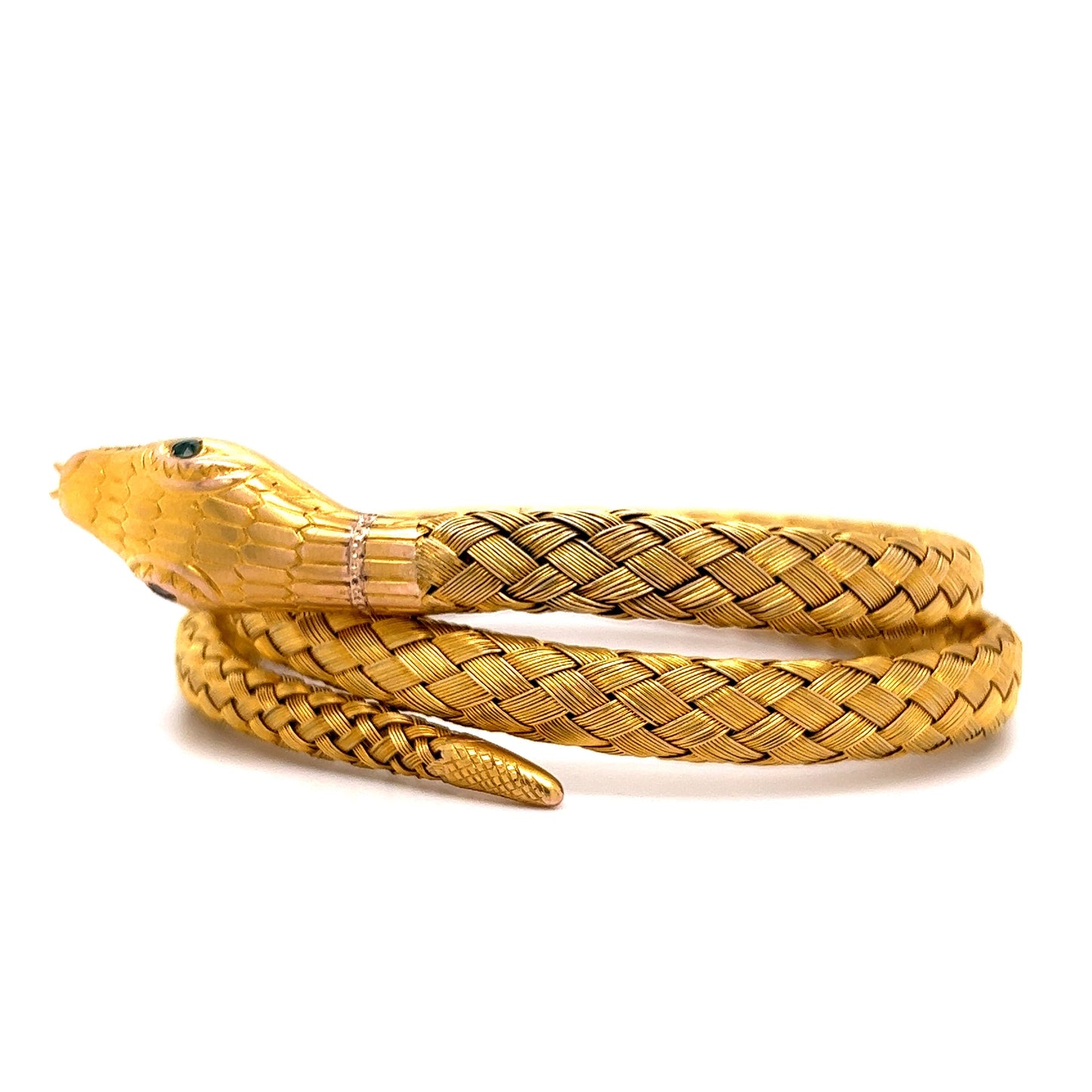 Victorian Woven Snake Wrap Bracelet in 9k Yellow Gold