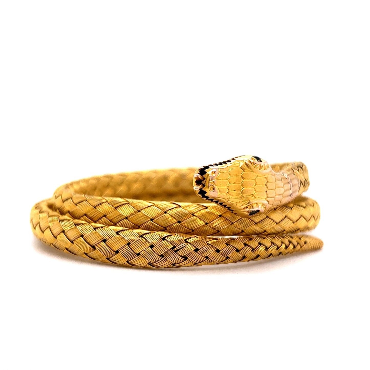 Victorian Woven Snake Wrap Bracelet in 9k Yellow Gold