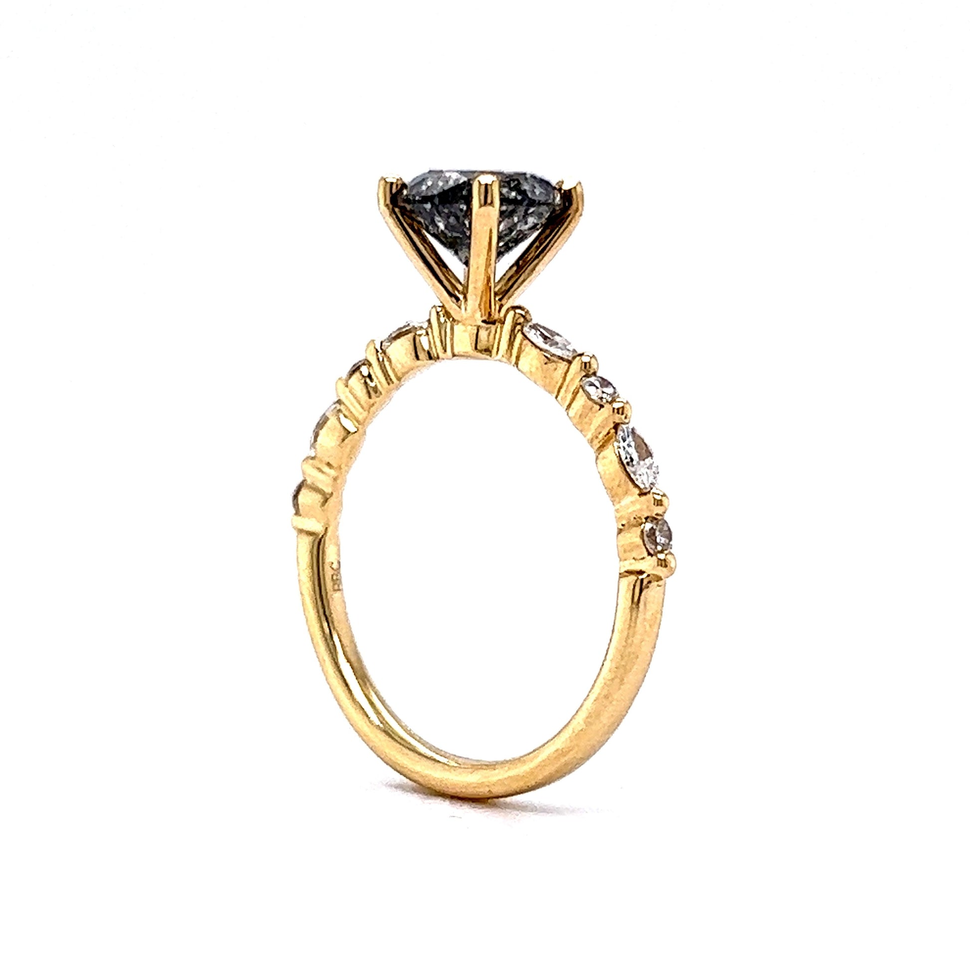 1.65 Salt & Pepper Diamond Engagement Ring in 14k Yellow Gold