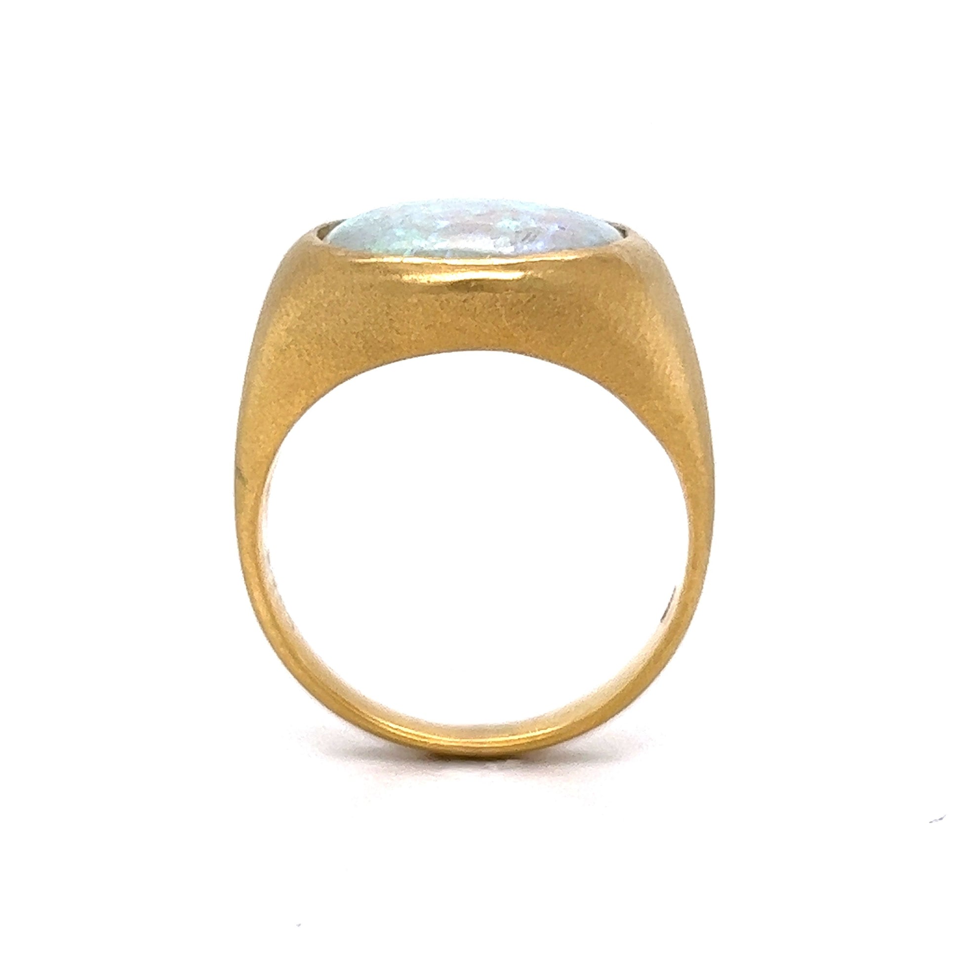 Mid-Century Bezel Set Opal Cocktail Ring in 18k Yellow Gold