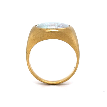 Mid-Century Bezel Set Opal Cocktail Ring in 18k Yellow Gold