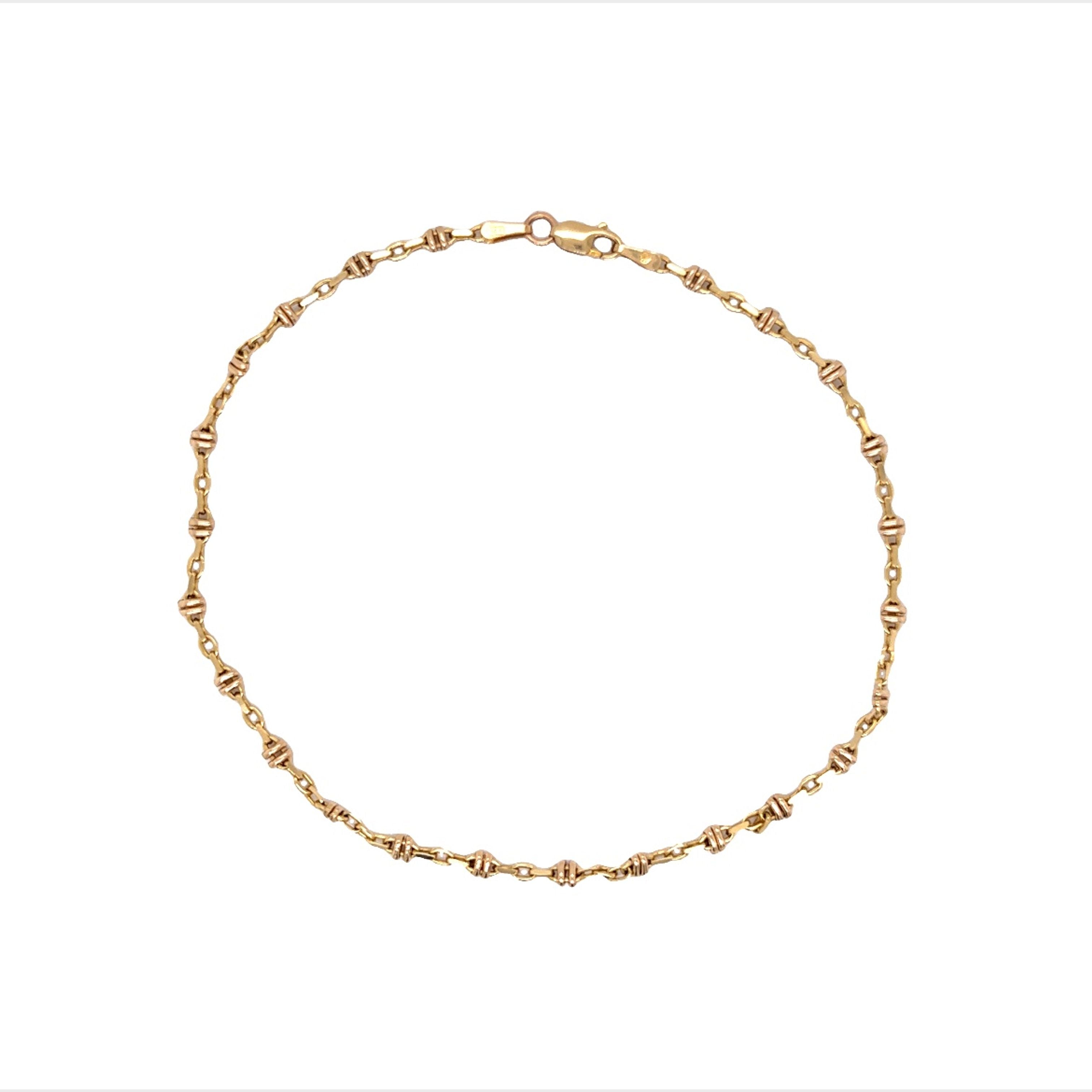 Modern Chain Link Anklet in 14k Yellow Gold Filigree Jewelers