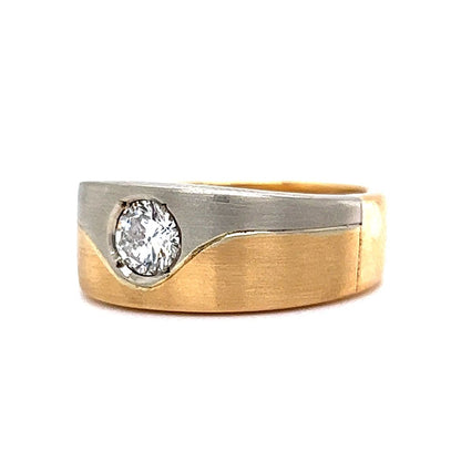 Two-Tone Flush Set Diamond Ring in 18k Gold