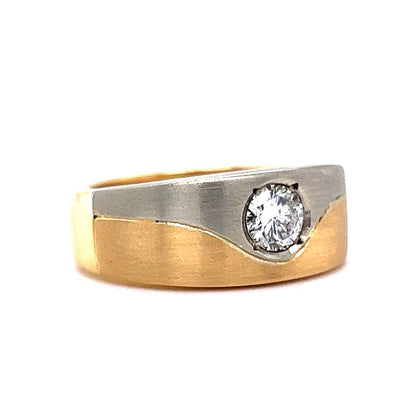 Two-Tone Flush Set Diamond Ring in 18k Gold