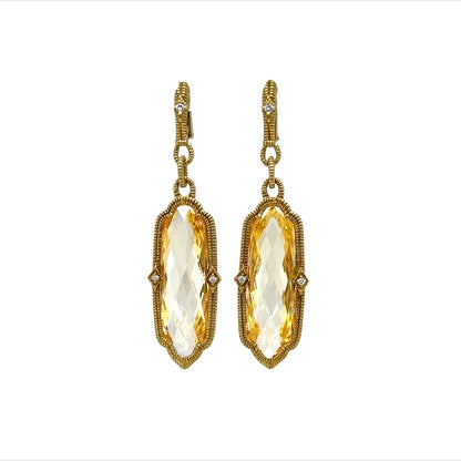 Canary Crystal & Diamond Drop Earrings in 18k Yellow Gold