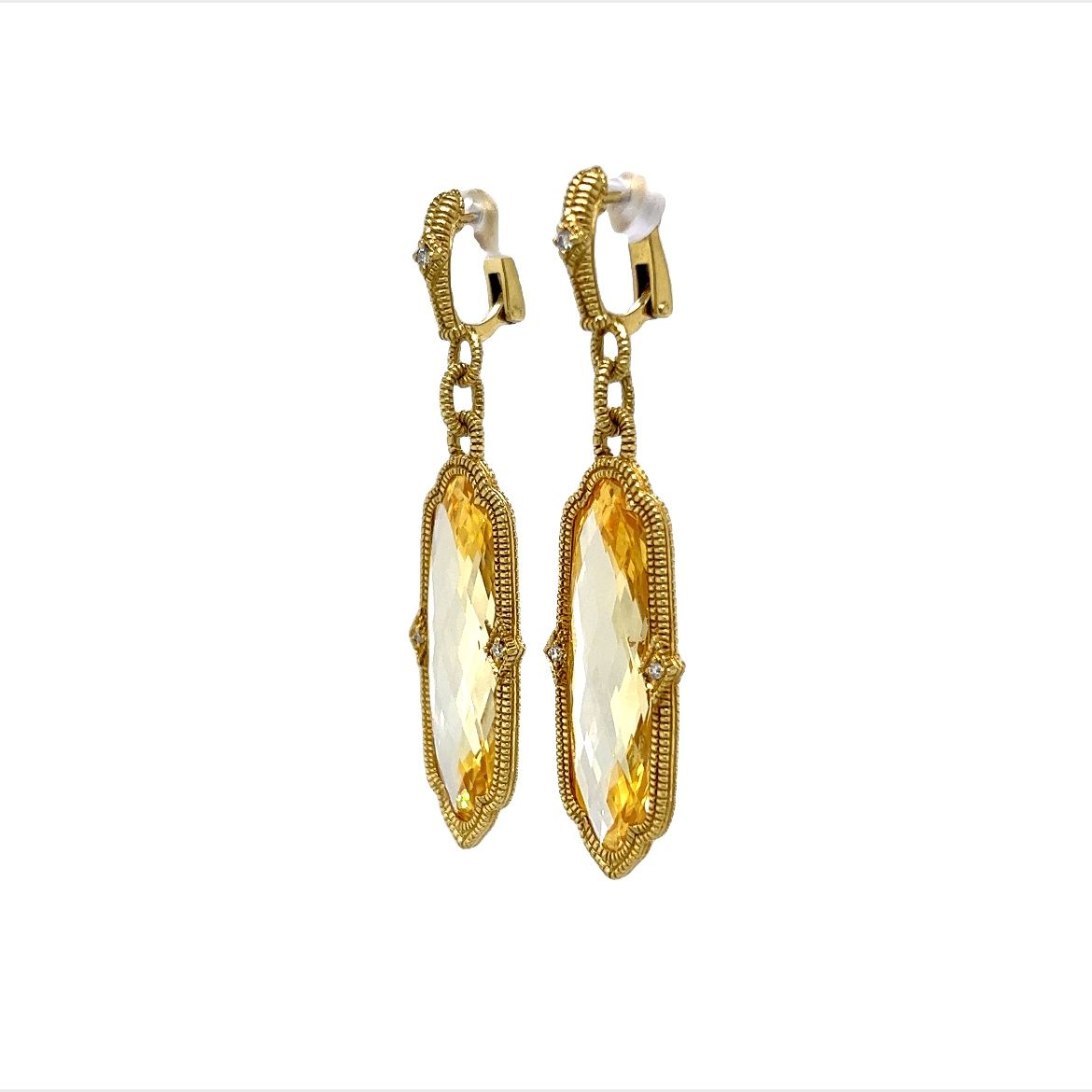 Canary Crystal & Diamond Drop Earrings in 18k Yellow Gold