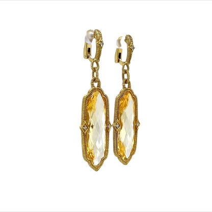 Canary Crystal & Diamond Drop Earrings in 18k Yellow Gold
