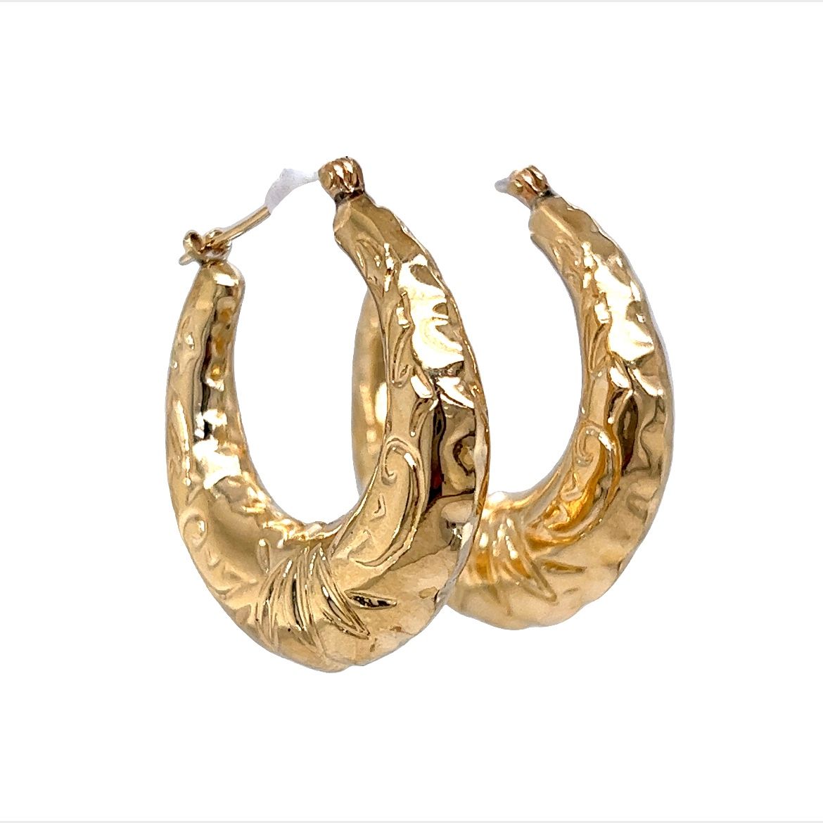 Decorative Hoop Earrings in 14k Yellow Gold