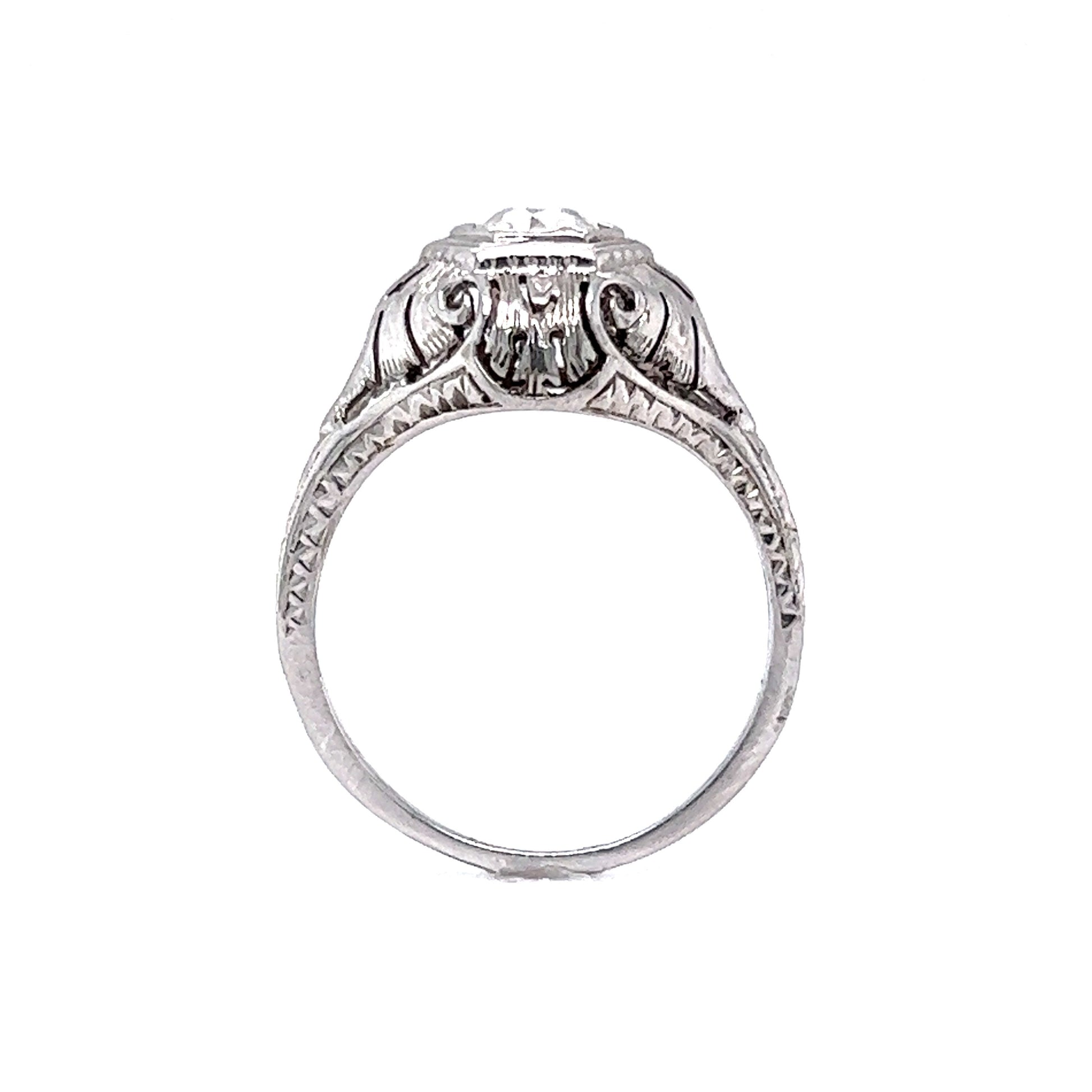 .58 Art Deco Engagement Ring in 18 Karat White Gold