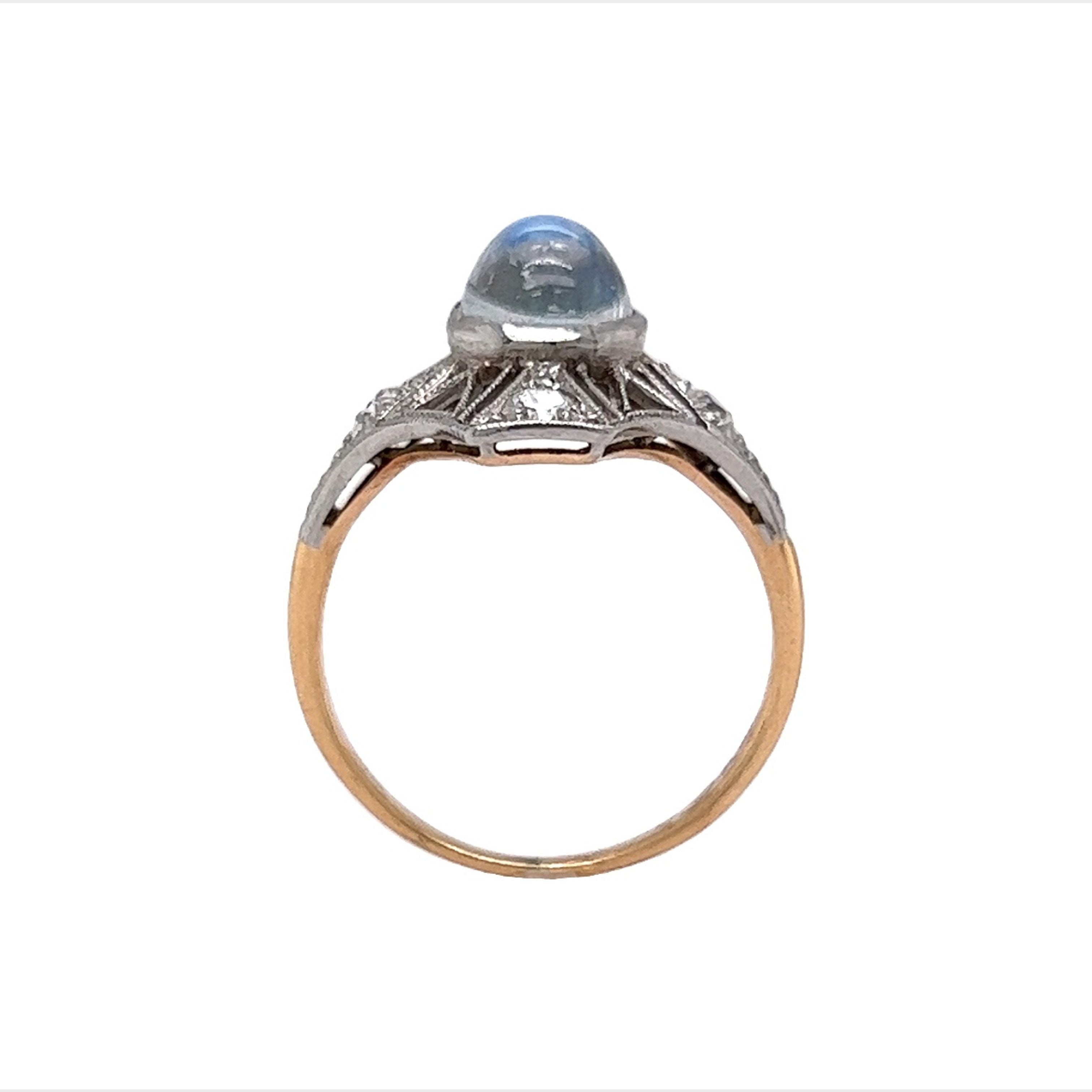Vintage Moonstone and Sapphire 14K Gold Ring – Alpha & Omega Jewelry
