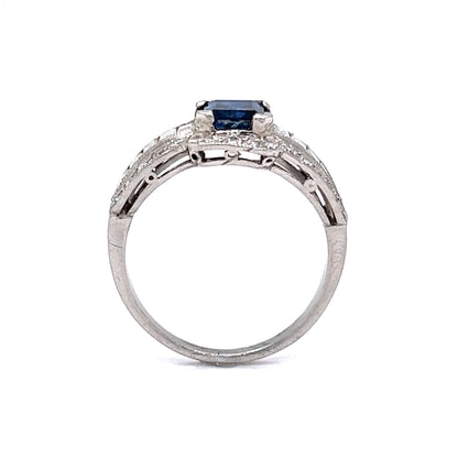 Engagement Ring Modern .85 Square Cut Sapphire in Platinum