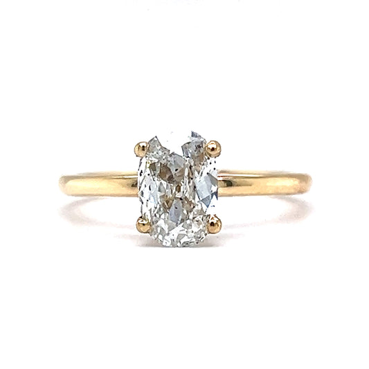 1.05 Cushion Cut Diamond Engagement Ring in 14k Yellow Gold