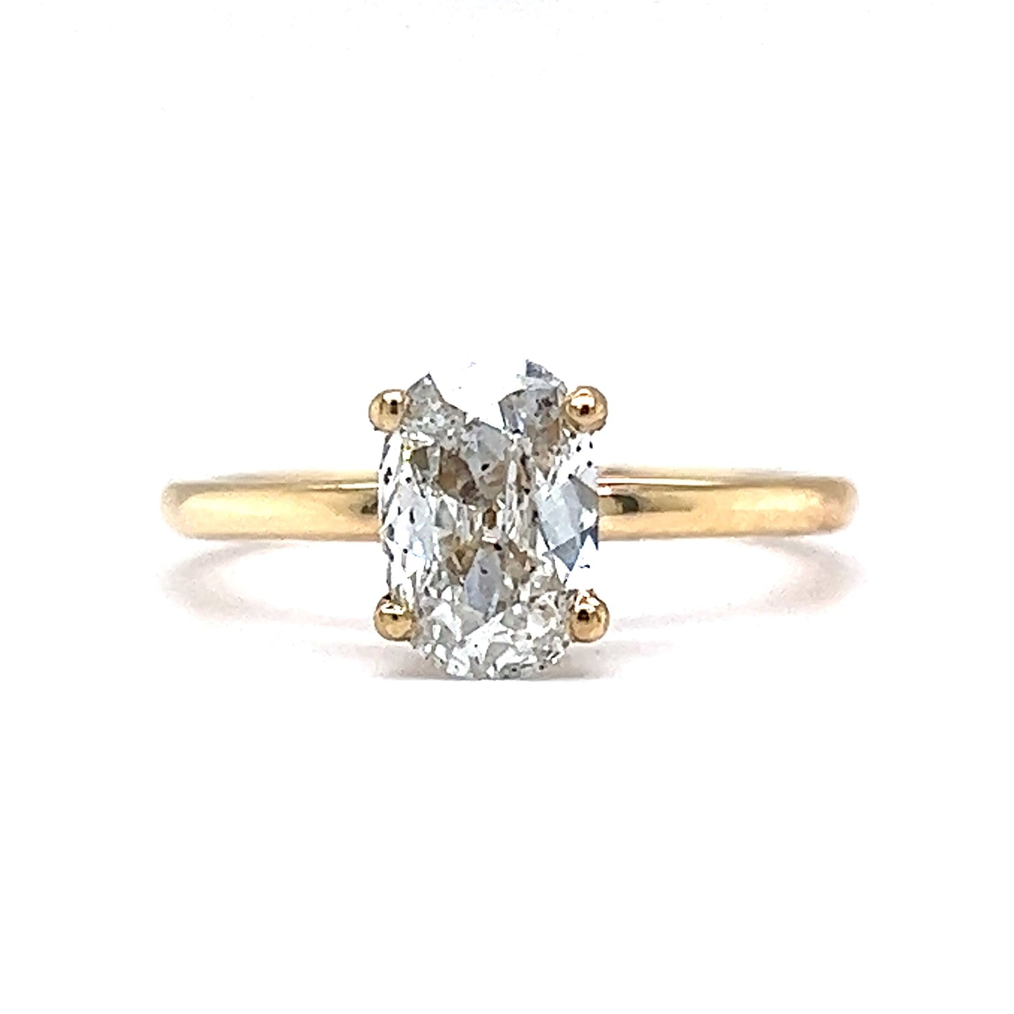 1.05 Cushion Cut Diamond Engagement Ring in 14k Yellow Gold