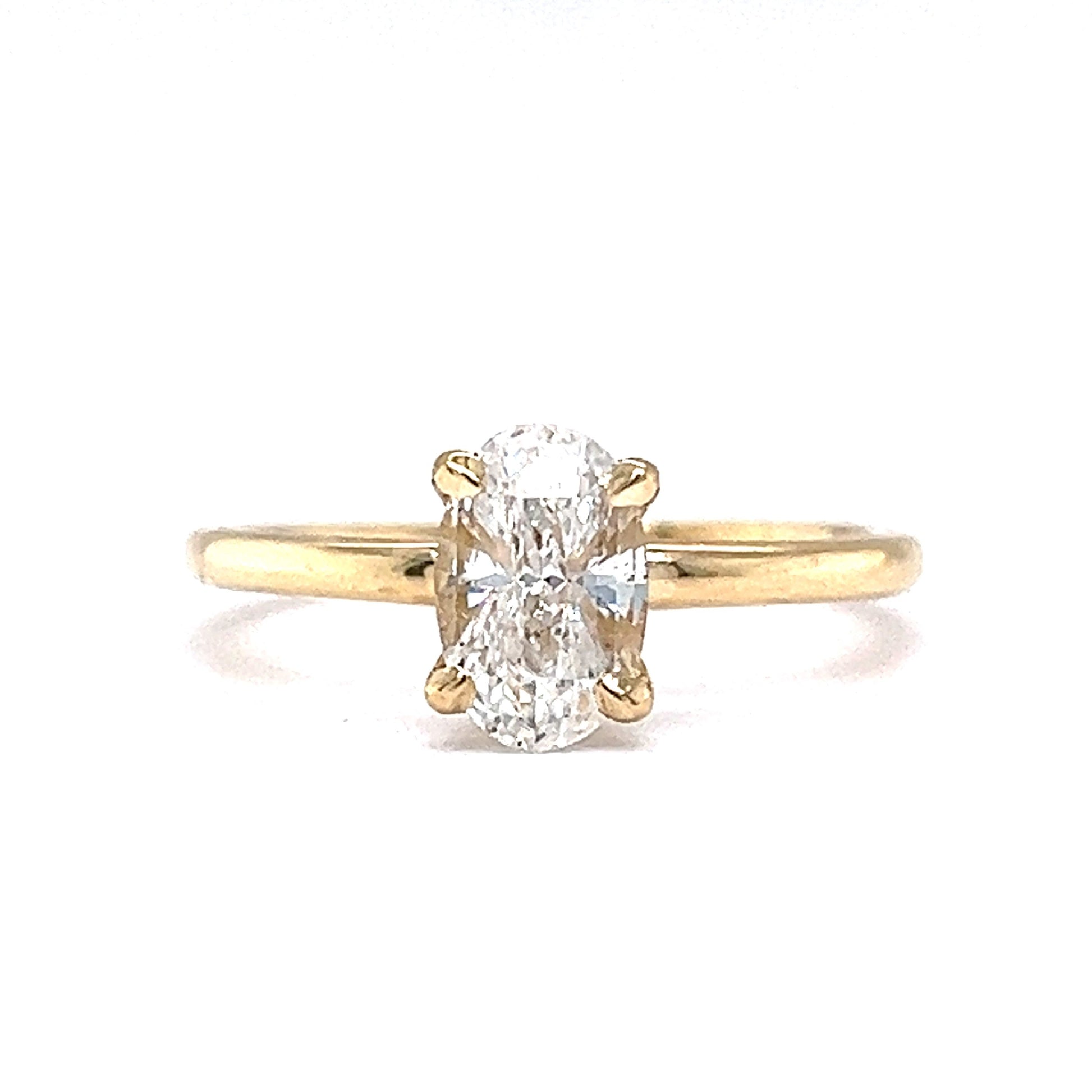 .98 Faceted Oval Cut Diamond Engagement Ring in 14k Yellow Gold
