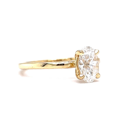 .98 Faceted Oval Cut Diamond Engagement Ring in 14k Yellow Gold
