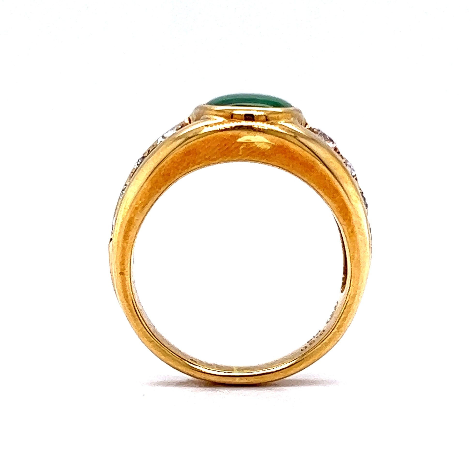 Vintage Inspired Jade & Diamond Ring in 18k Yellow Gold