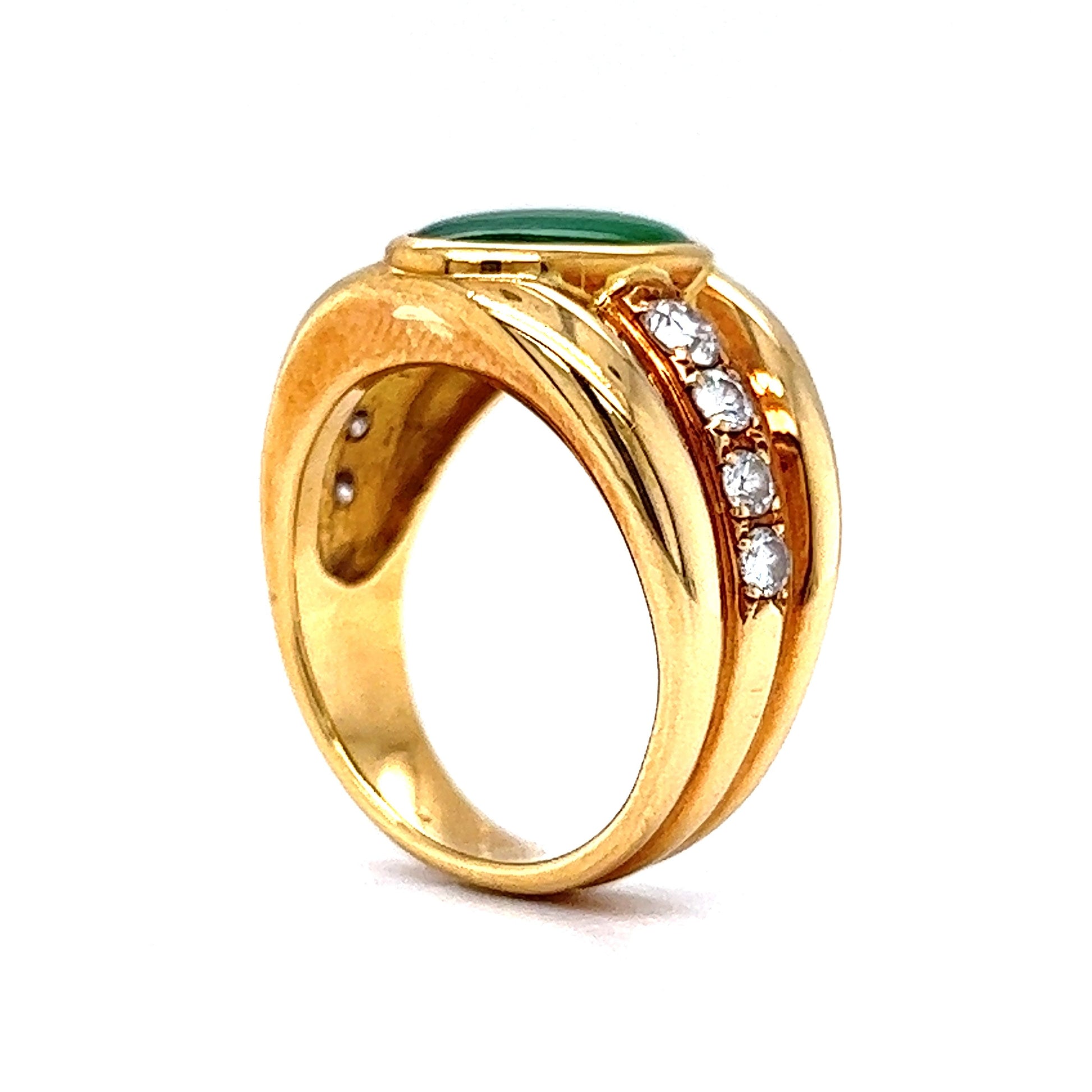 Vintage Inspired Jade & Diamond Ring in 18k Yellow Gold