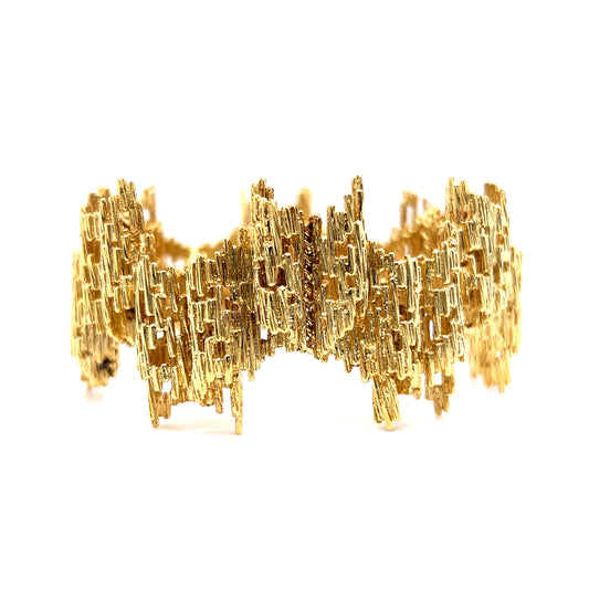 Brutalist Bark Textured Bracelet in 18k Yellow Gold