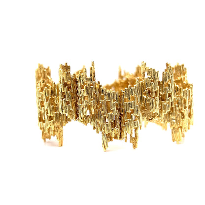 Brutalist Bark Textured Bracelet in 18k Yellow Gold