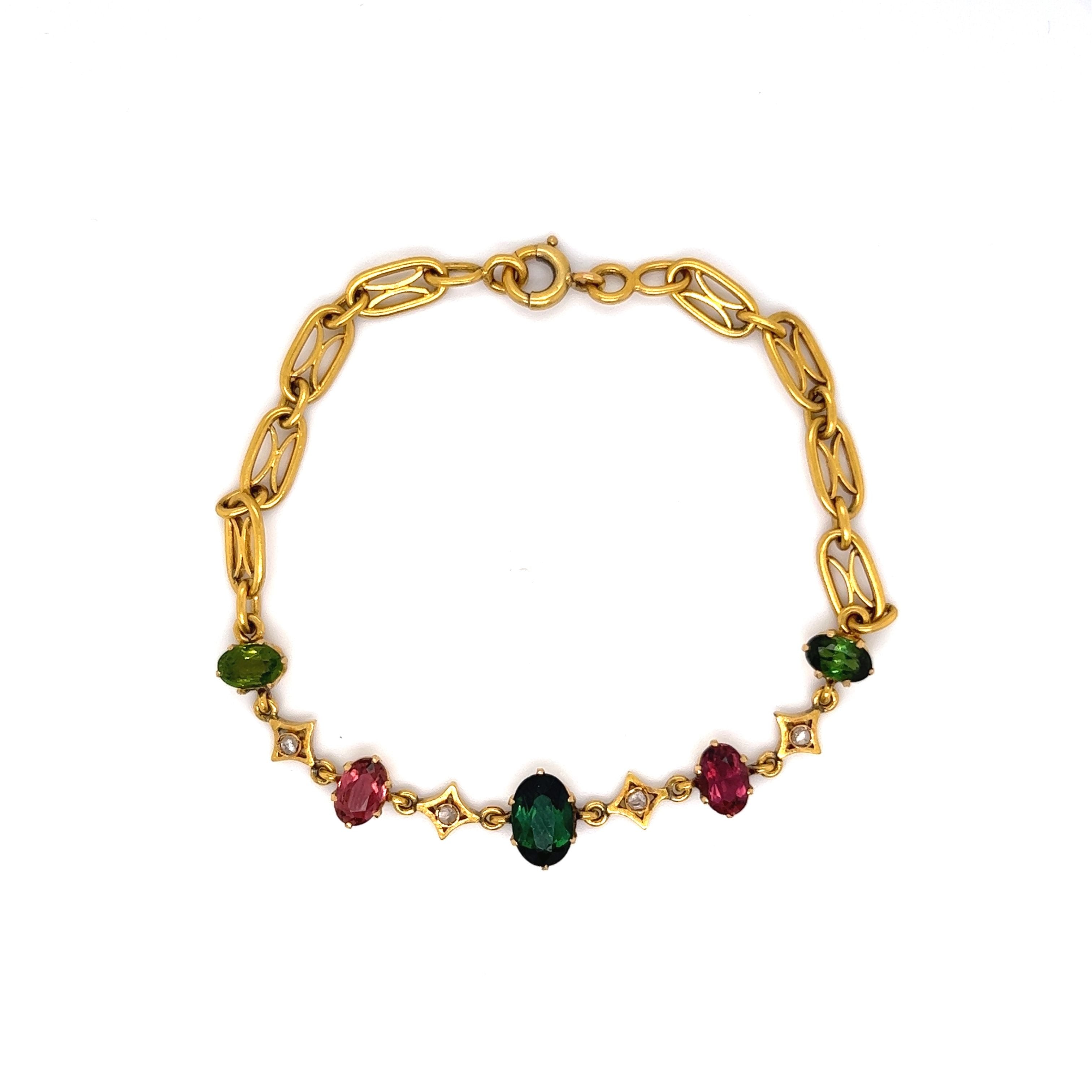 Mystical Pink Tourmaline Gold Bracelet | Boho Betty