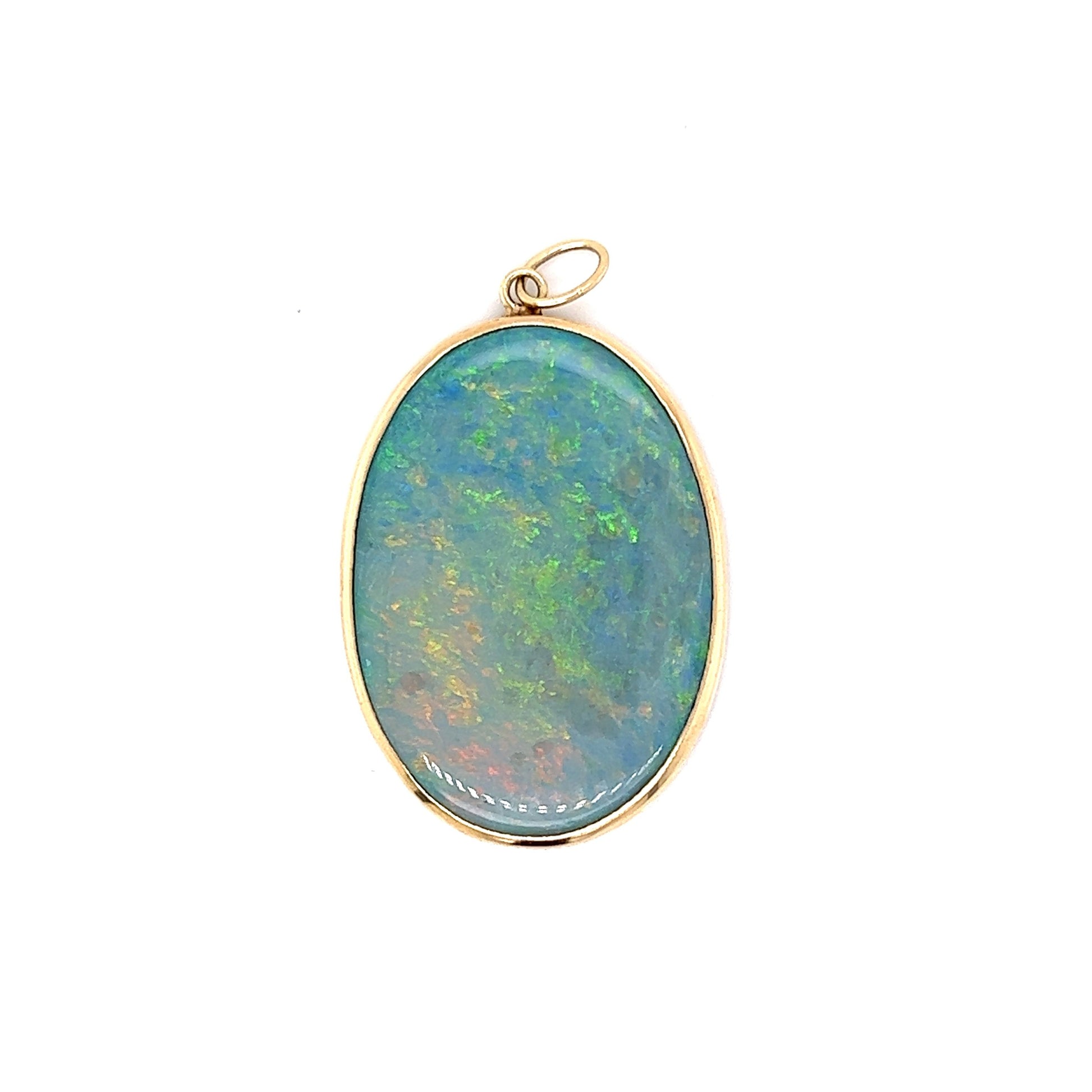 Modern Bezel Set Opal Pendant in 14k Yellow Gold – Filigree Jewelers
