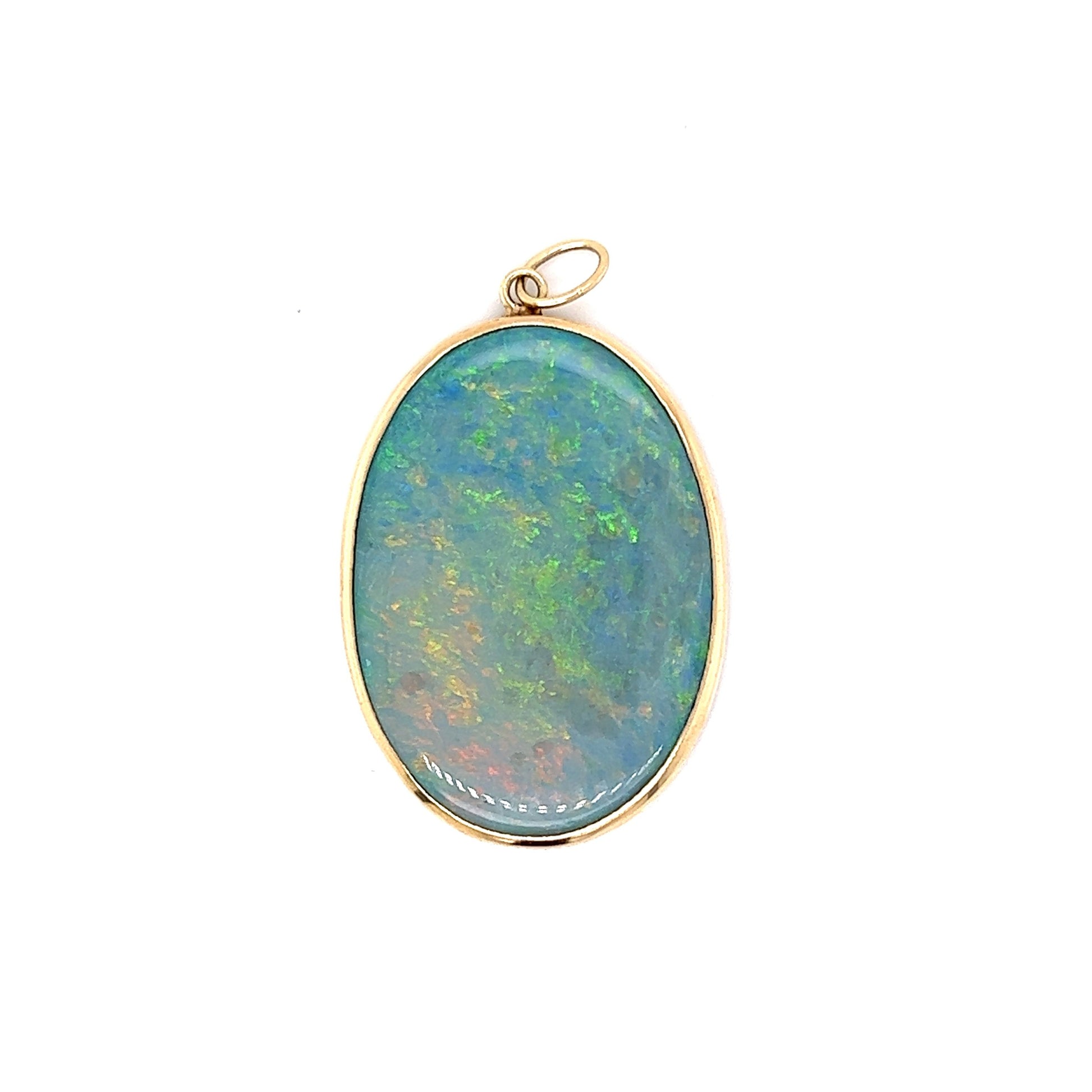 Modern Bezel Set Opal Pendant in 14k Yellow Gold