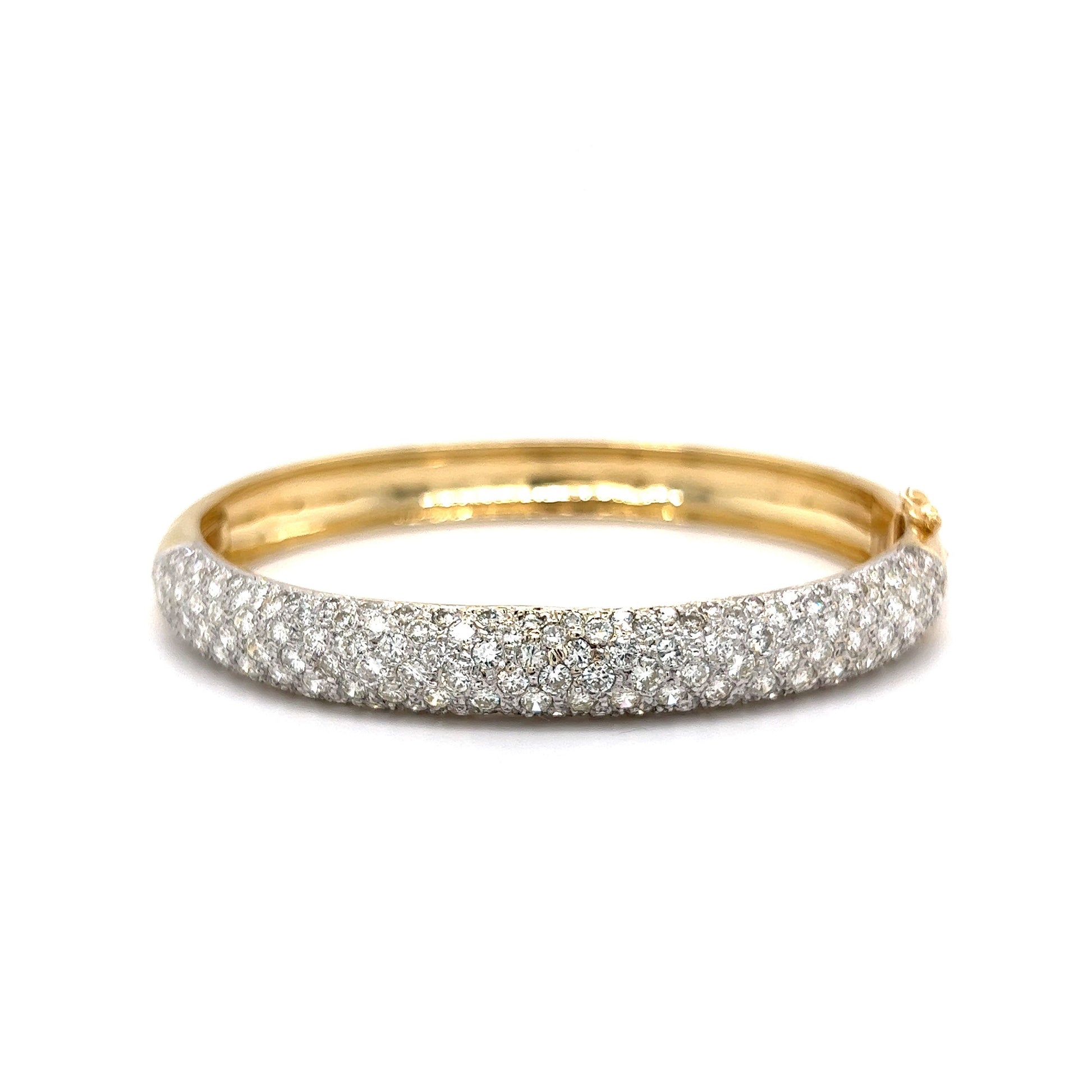 Modern Pave Diamond Bangle Bracelet in 14k Yellow Gold