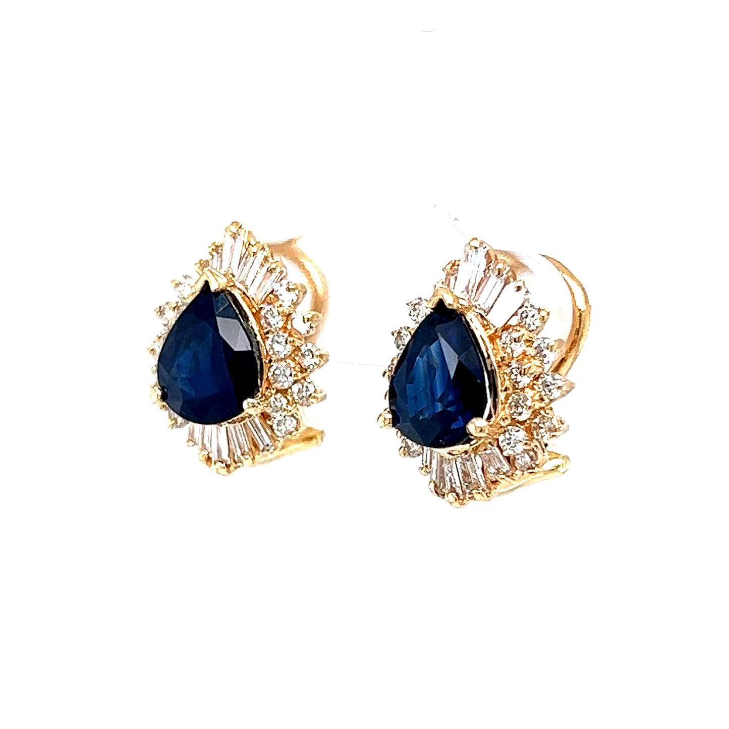 Sapphire & Diamond Ballerina Halo Earrings in 14k Yellow Gold