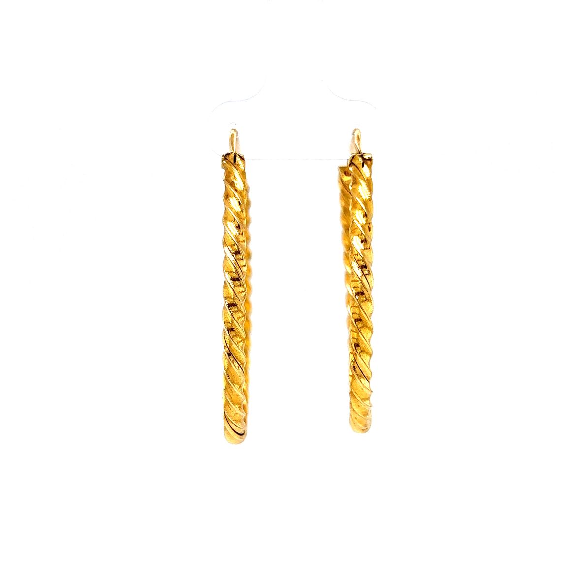 Twisted Oval Hoop Earrings in 18k Yellow Gold