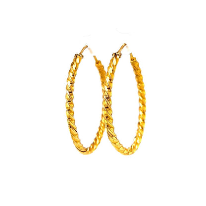Twisted Oval Hoop Earrings in 18k Yellow Gold