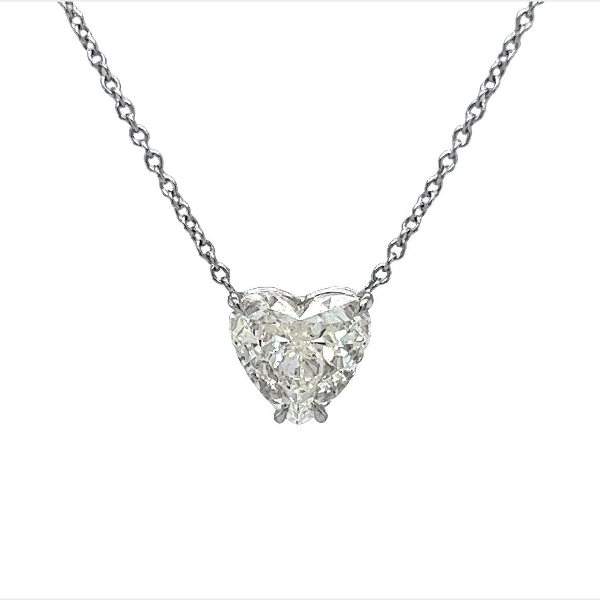 2.01 Heart Shaped Diamond Pendant Necklace in Platinum