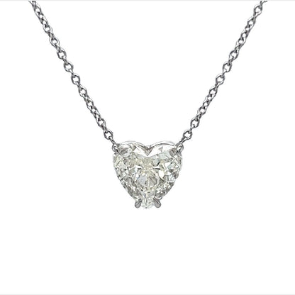 2.01 Heart Shaped Diamond Pendant Necklace in Platinum