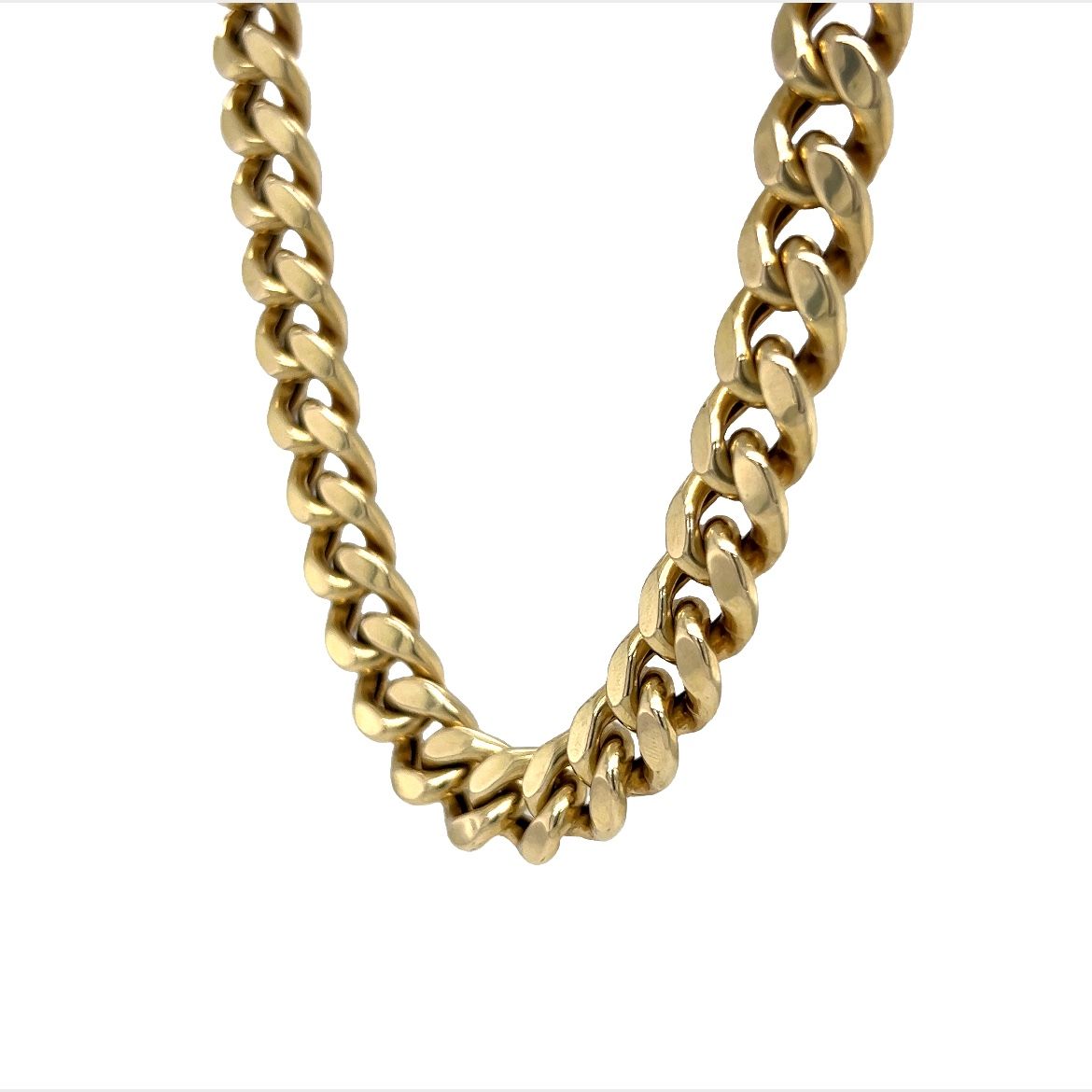 26 Inch Cuban Link Chain Necklace in 14k Yellow Gold