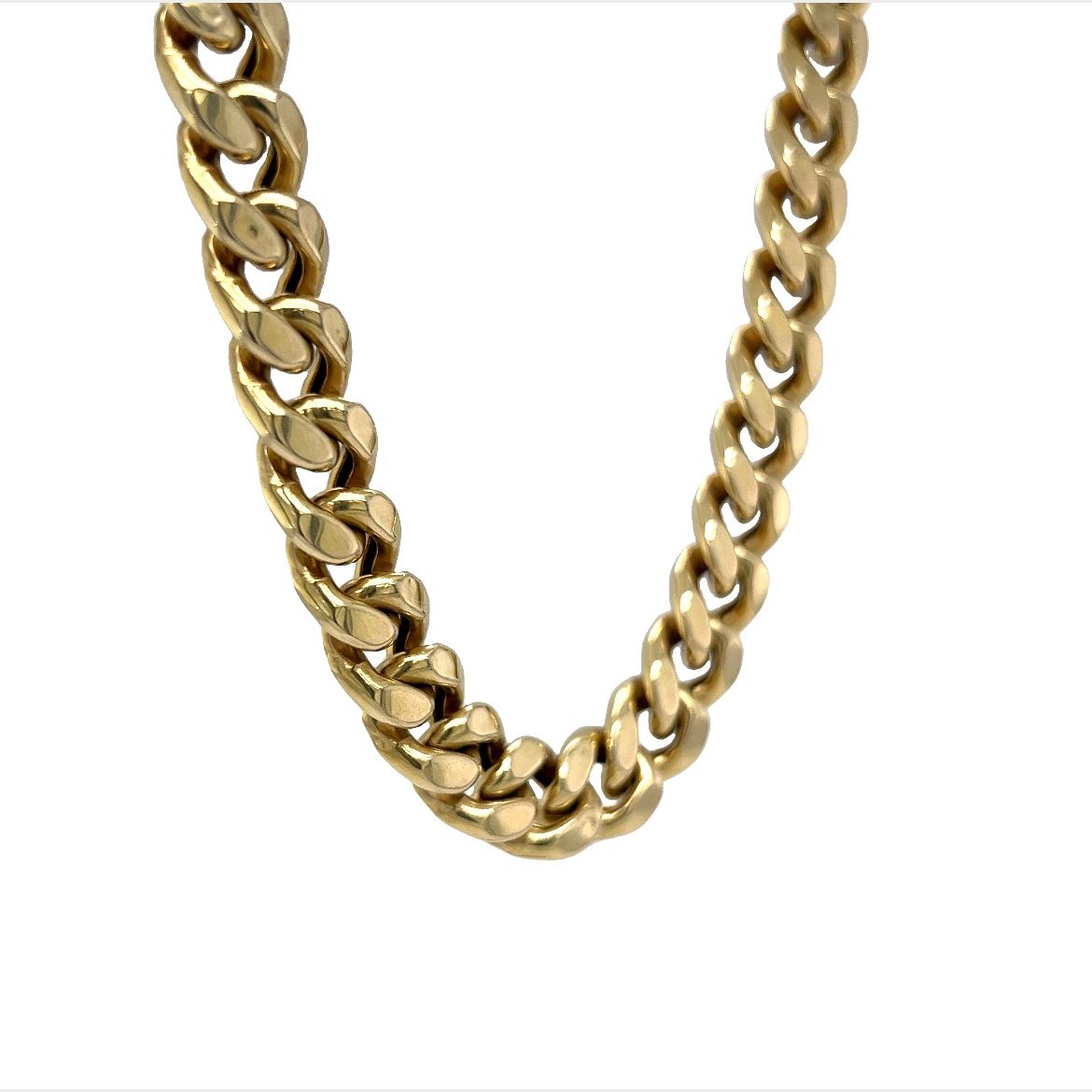 26 Inch Cuban Link Chain Necklace in 14k Yellow Gold