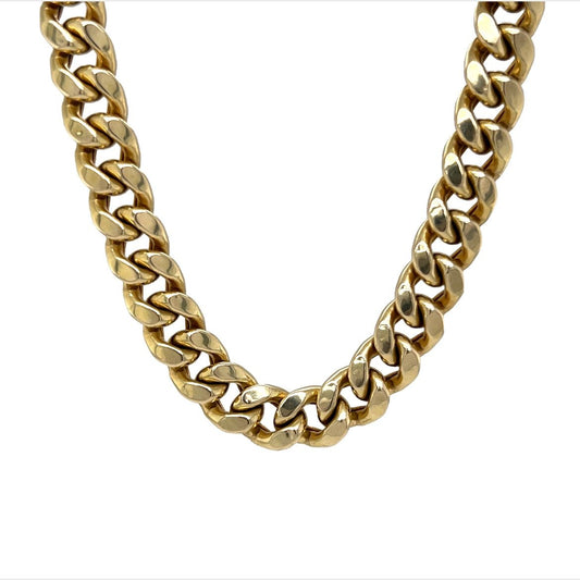 26 Inch Cuban Link Chain Necklace in 14k Yellow Gold