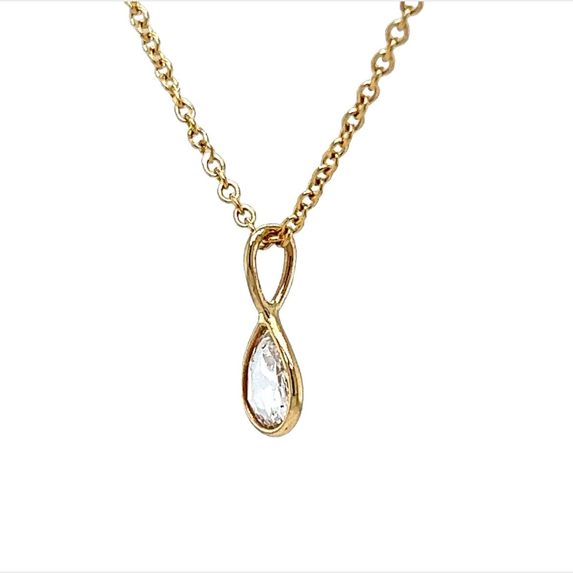 .53 Pear Rose Cut Diamond Necklace in 14k Yellow Gold