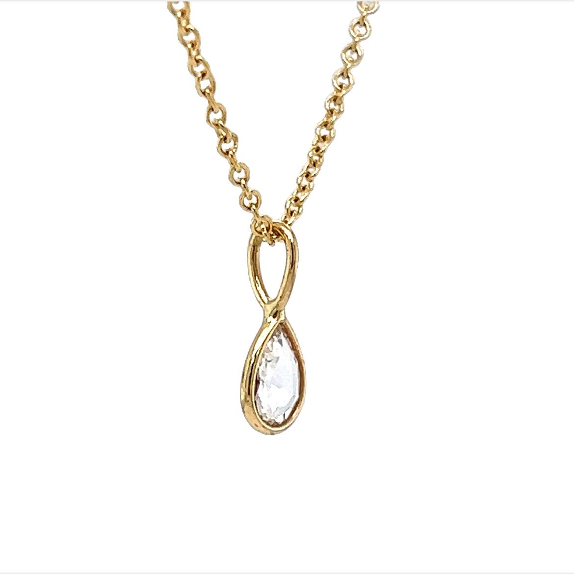 .53 Pear Rose Cut Diamond Necklace in 14k Yellow Gold