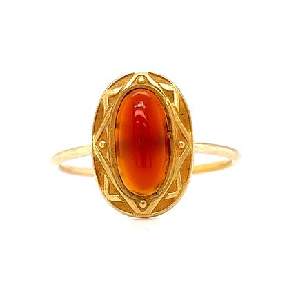 Victorian Ornate Carnelian Ring in 10k Yellow Gold