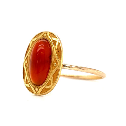 Victorian Ornate Carnelian Ring in 10k Yellow Gold