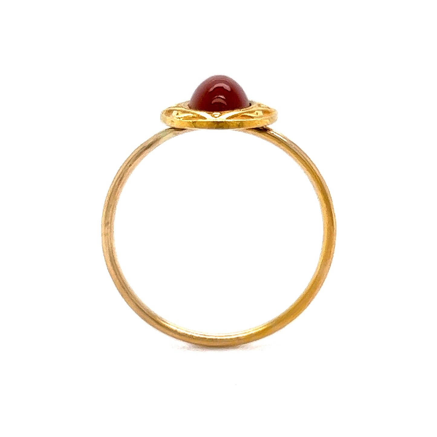 Victorian Ornate Carnelian Ring in 10k Yellow Gold