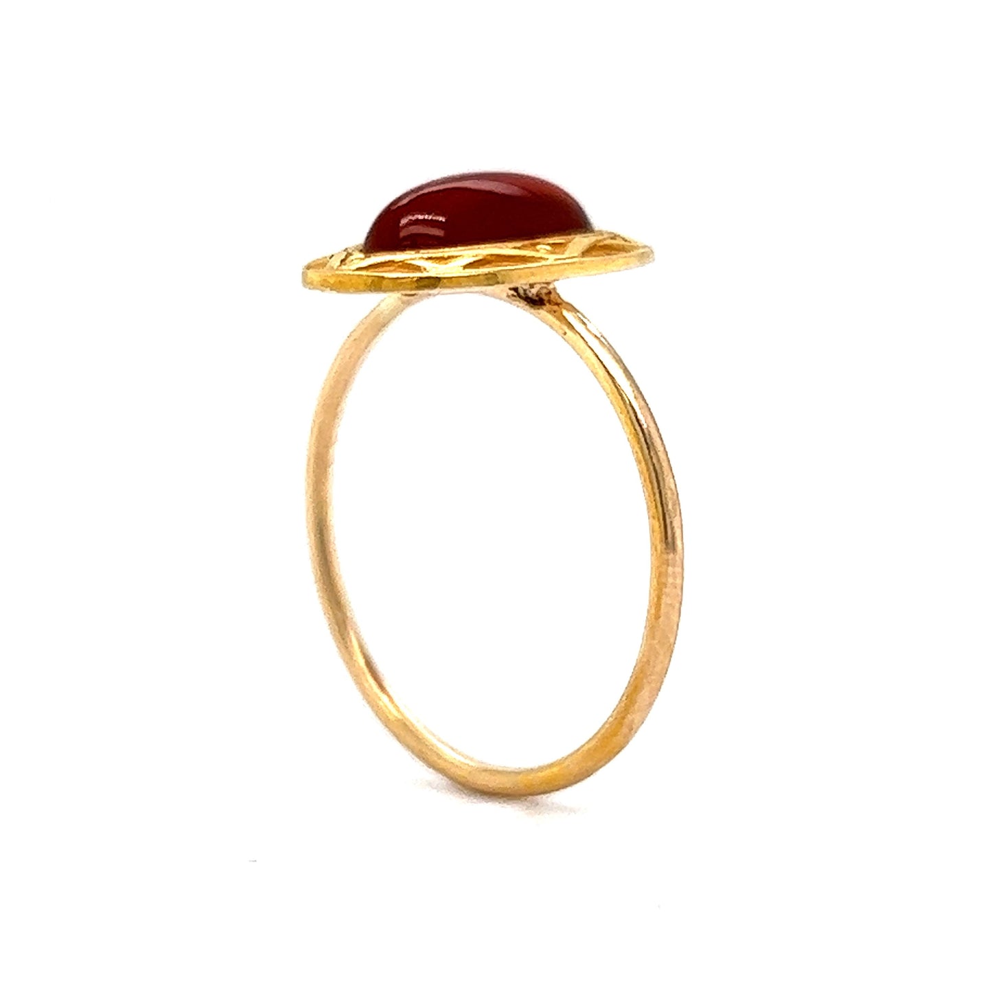 Victorian Ornate Carnelian Ring in 10k Yellow Gold